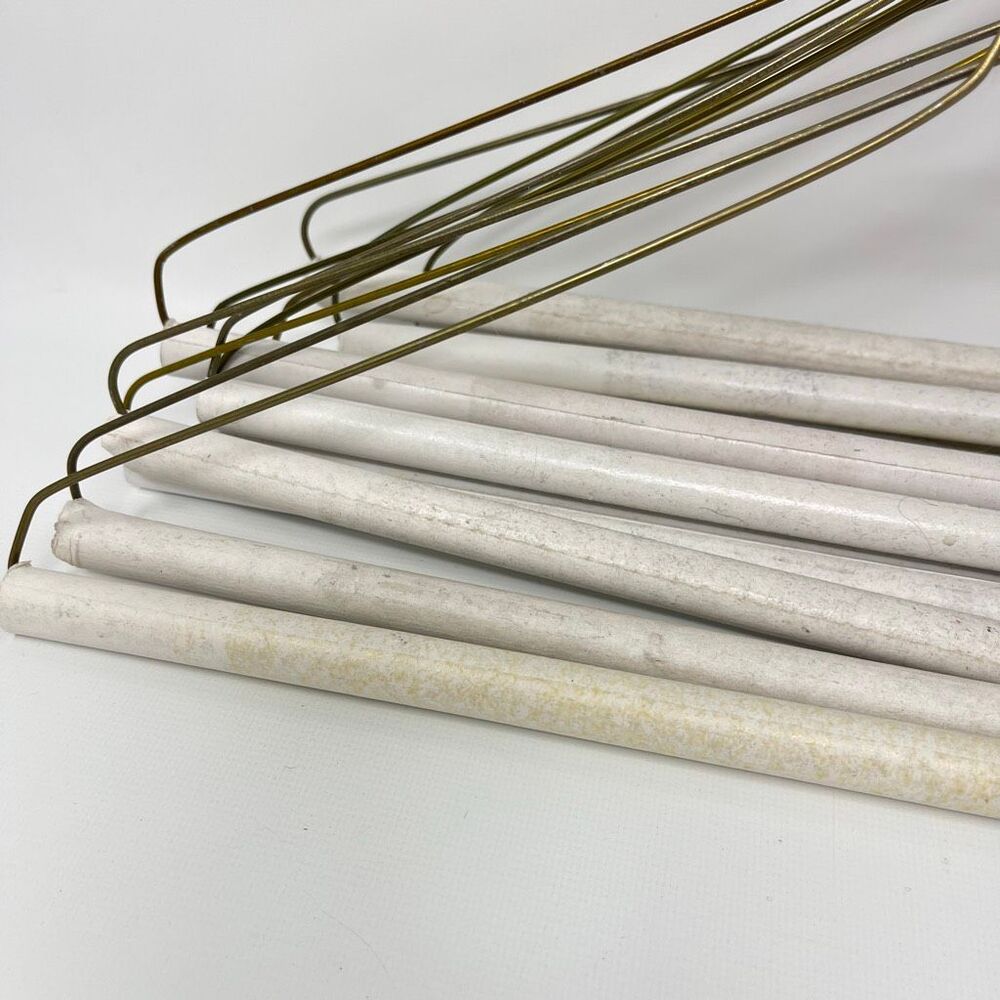 12 Vintage Wire Metal Clothes Clothing Hangers Dresses Shirts MCM Cardboard Rod - Picture 6 of 10